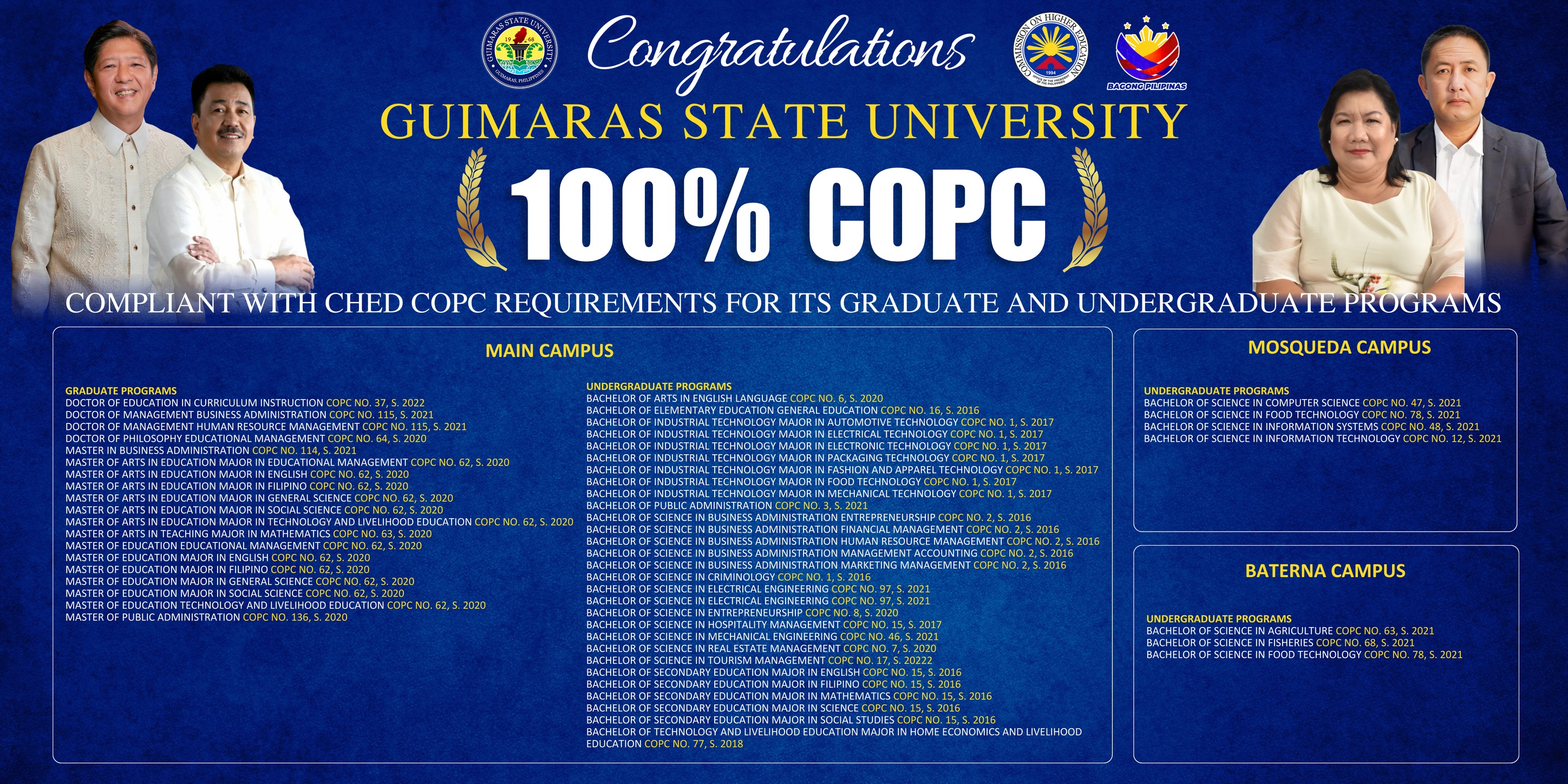 GSU achieves 100% COPC compliance