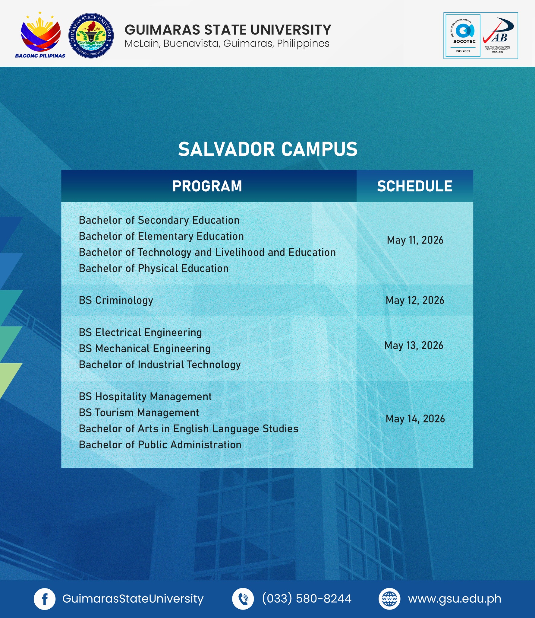 Baterna Campus Schedule